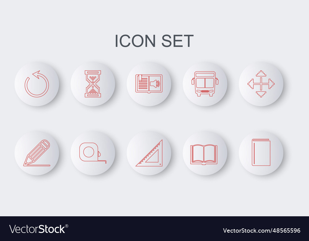 Set line book pencil and audio open vector image Set line book pencil and audio open