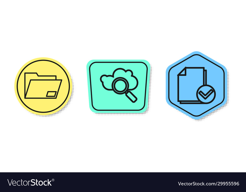 Set line document folder search cloud computing vector image Set line document folder search cloud computing