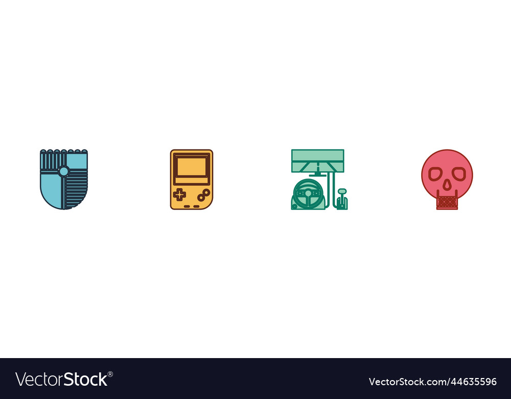 Set shield for game portable video console vector image Set shield for game portable video console