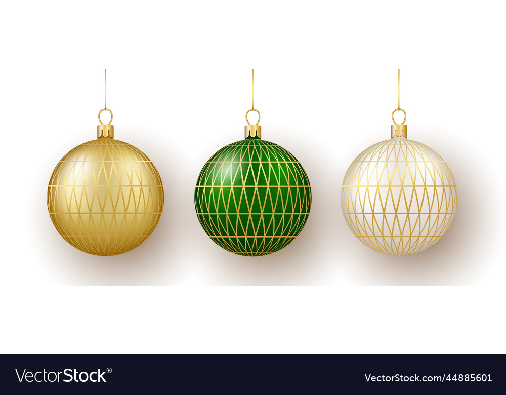 Christmas and new year decor set of gold white Vector Image