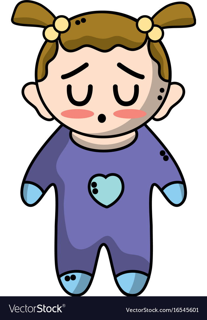 Cute Baby Girl With Hairstyle And Clothes Vector Image