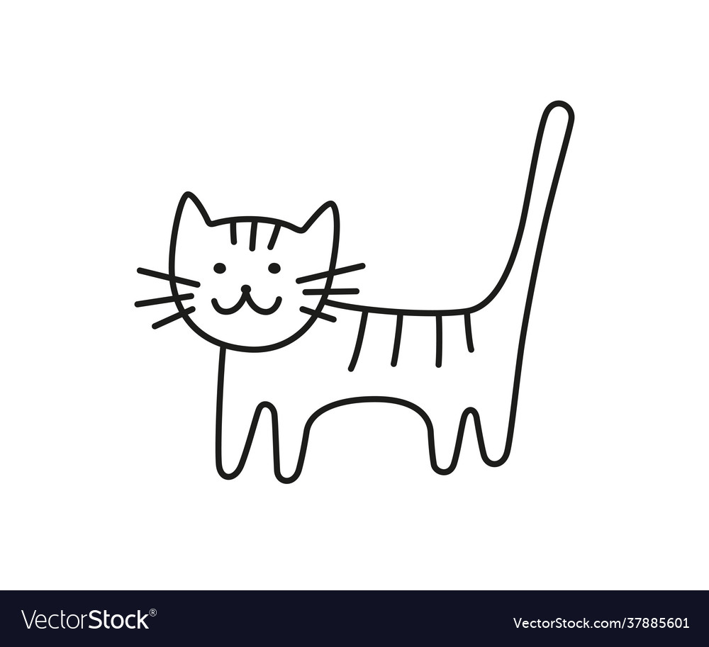 Cute hand drawn cat kitty doodle icon children Vector Image