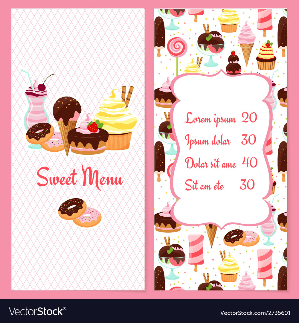 Dessert Menu Template Royalty Free Vector Image