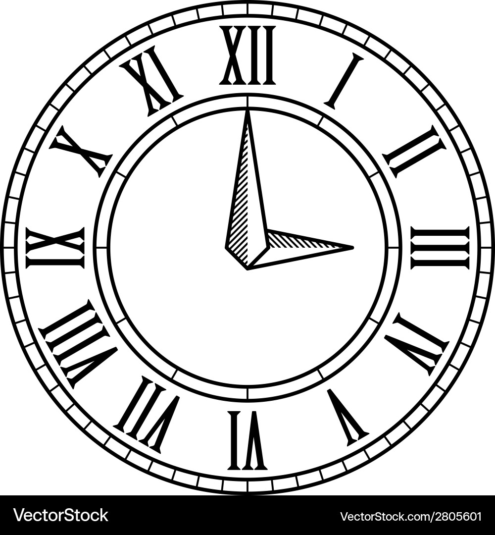 Detailed Antique Clock Face Royalty Free Vector Image