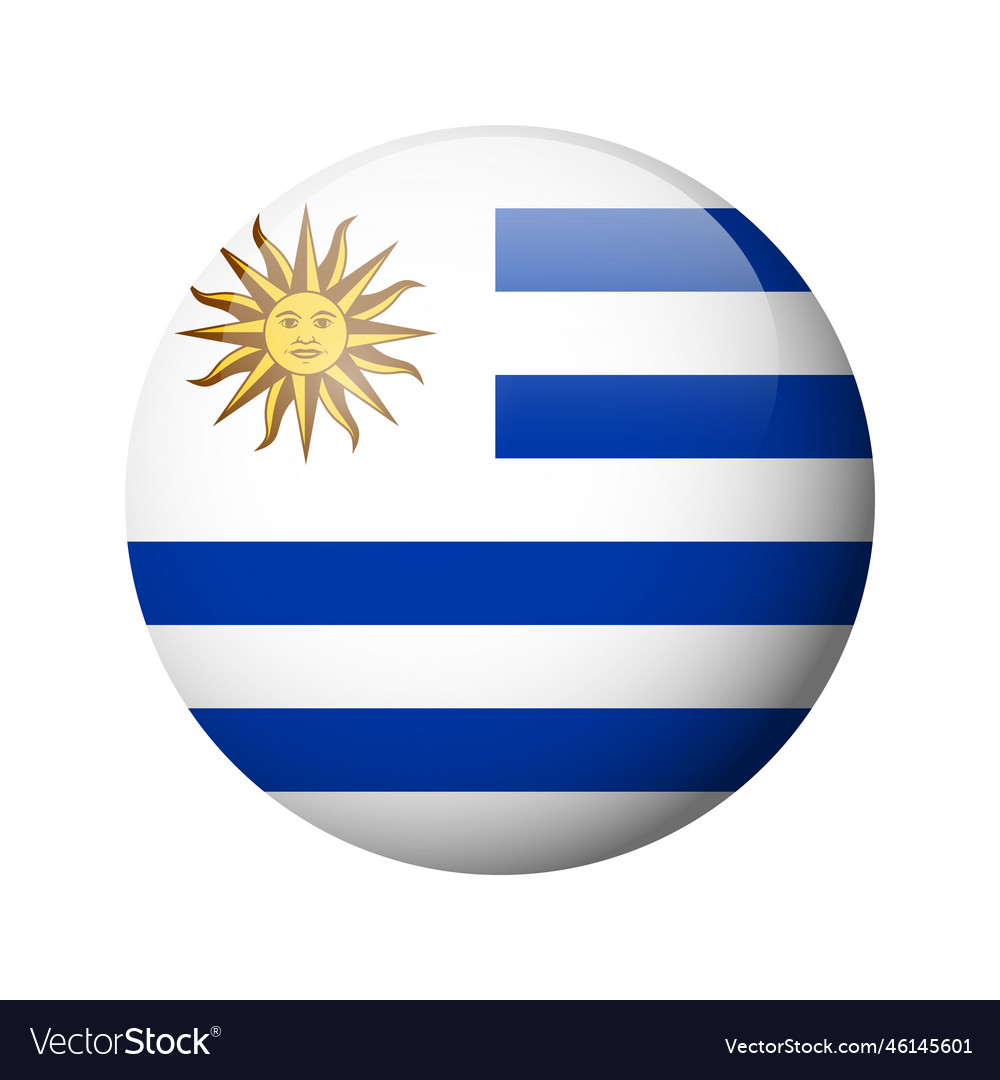 Glossy circle badge flag of uruguay Royalty Free Vector