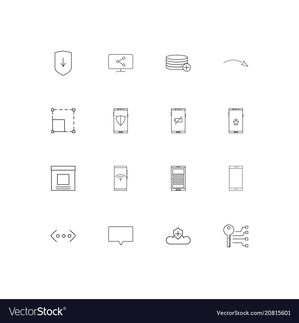 Internet technologies linear thin icons set