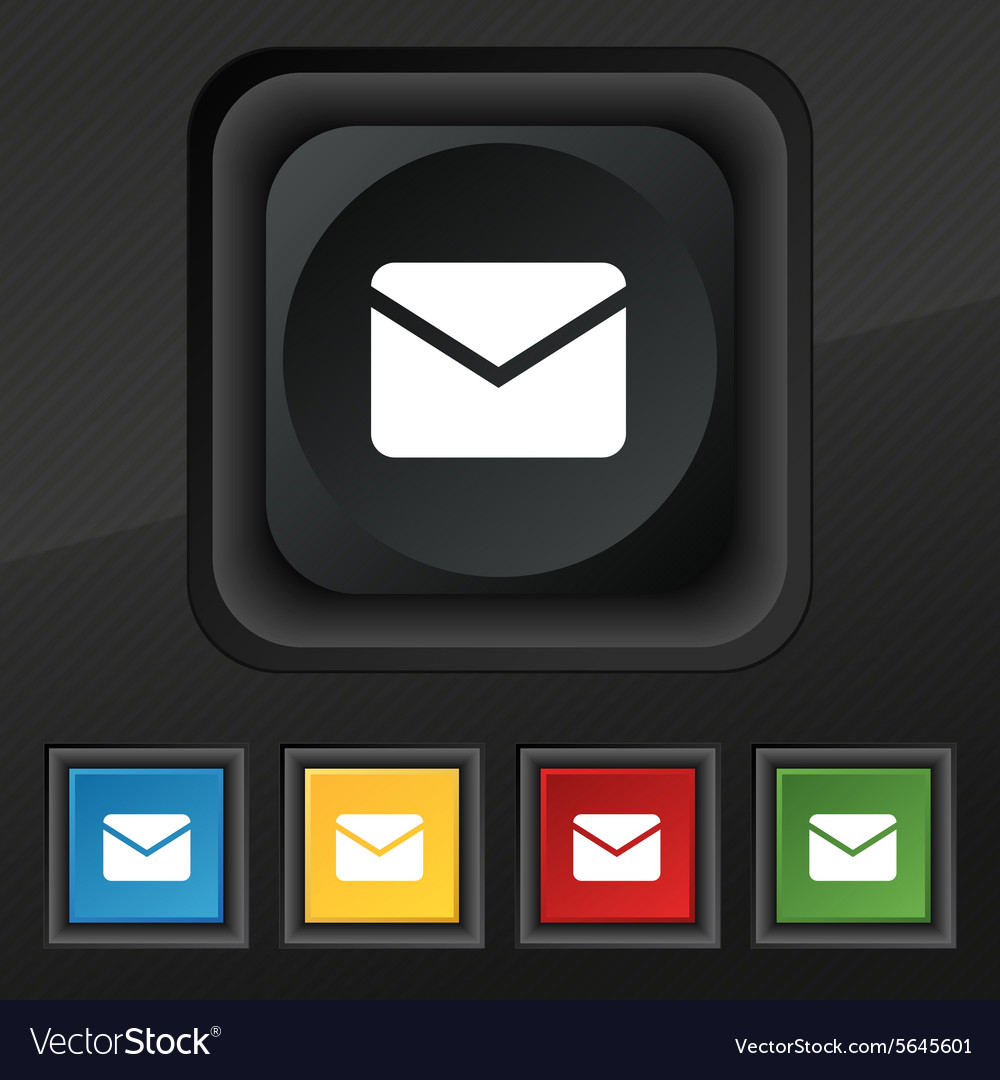 Mail envelope message icon symbol set of five