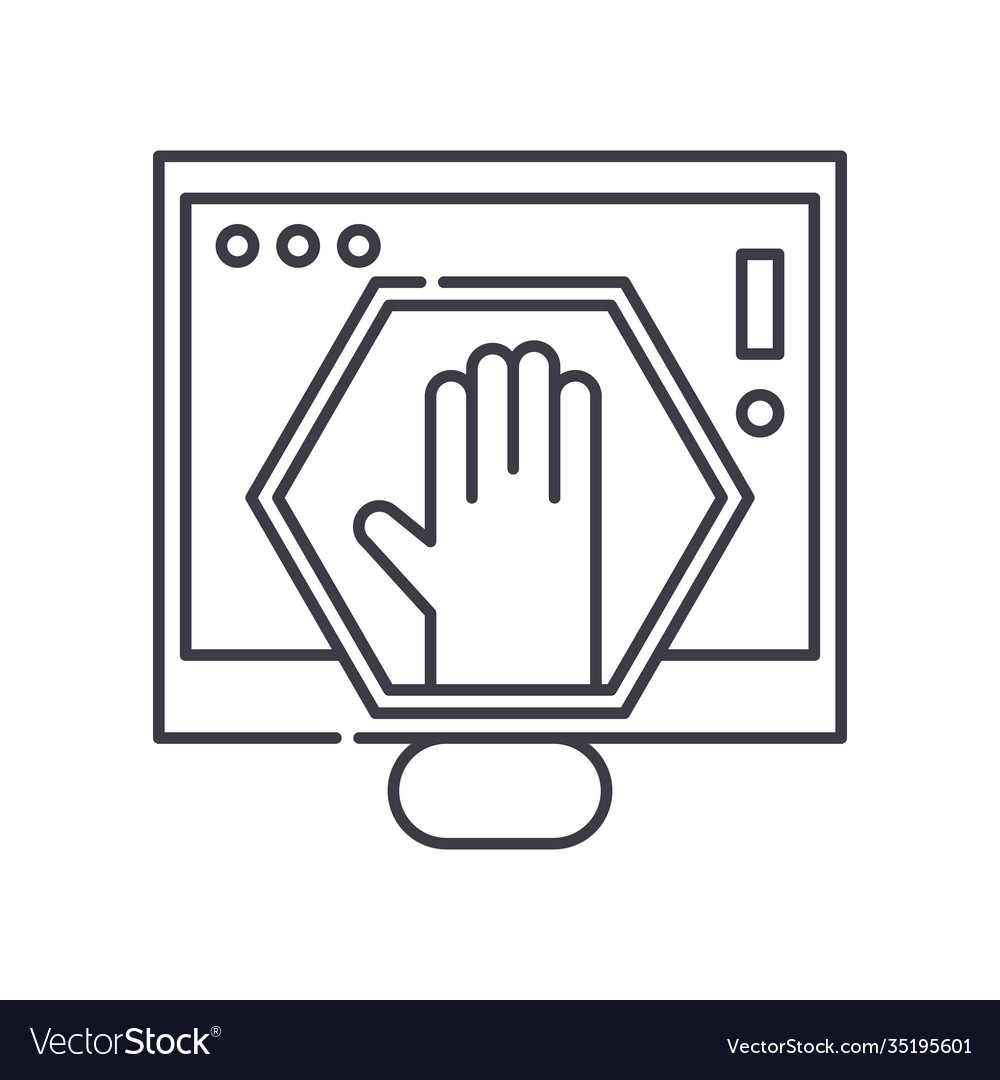 Online computer stop icon linear isolated vector image Online computer stop icon linear isolated