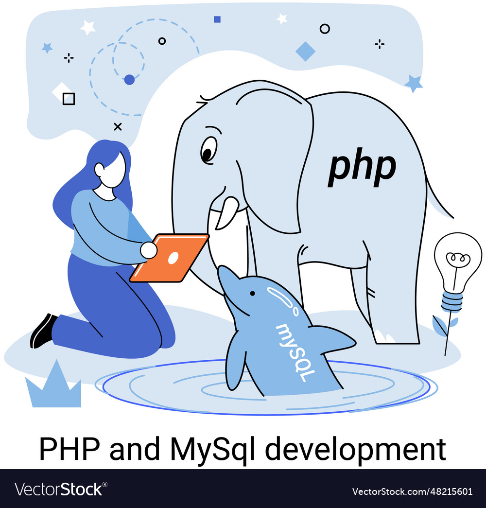 Php and mysql development software website vector image Php and mysql development software website