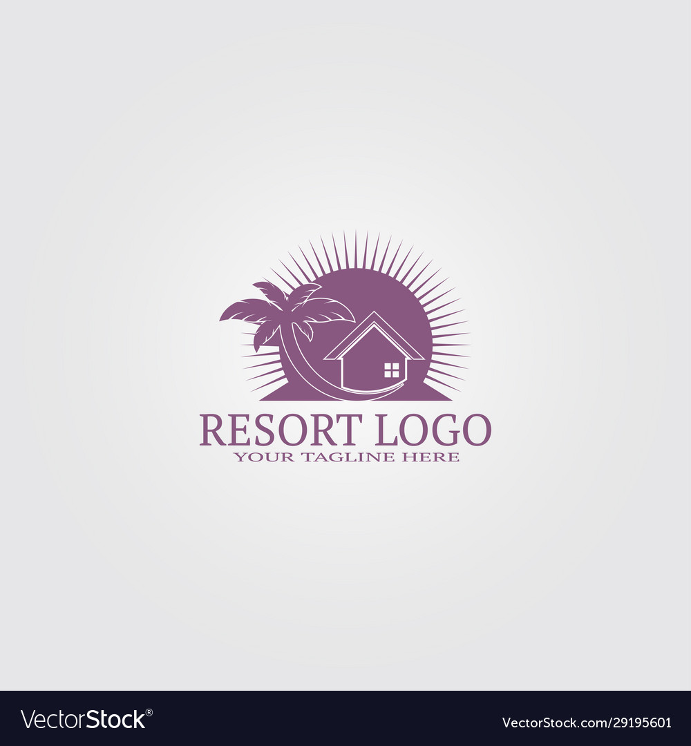 Resort logo template with coconut tree Royalty Free Vector