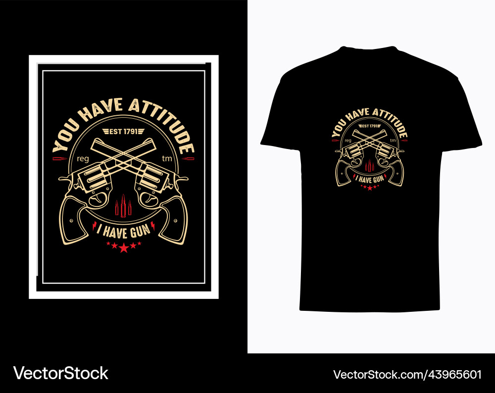 T shirt design with gun Royalty Free Vector Image