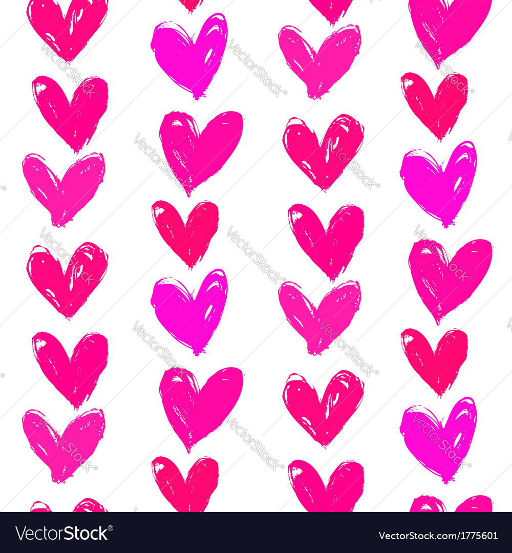 Velentines day pattern with hand painted hearts Vector Image