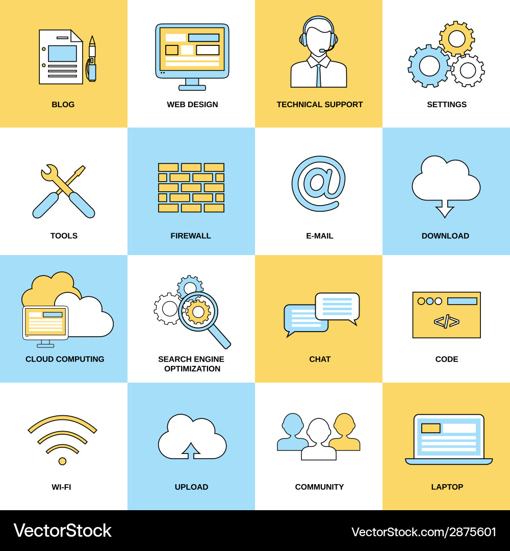 Web flat line icons Royalty Free Vector Image - VectorStock