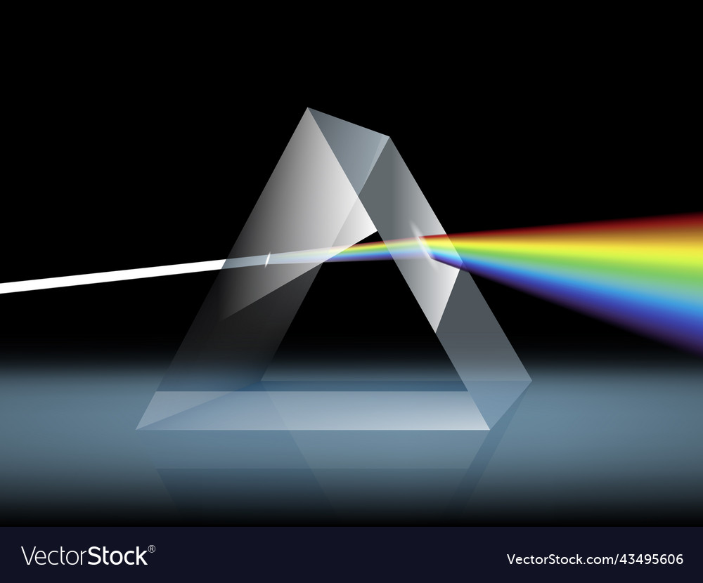 3d light passing through a triangular prism Vector Image