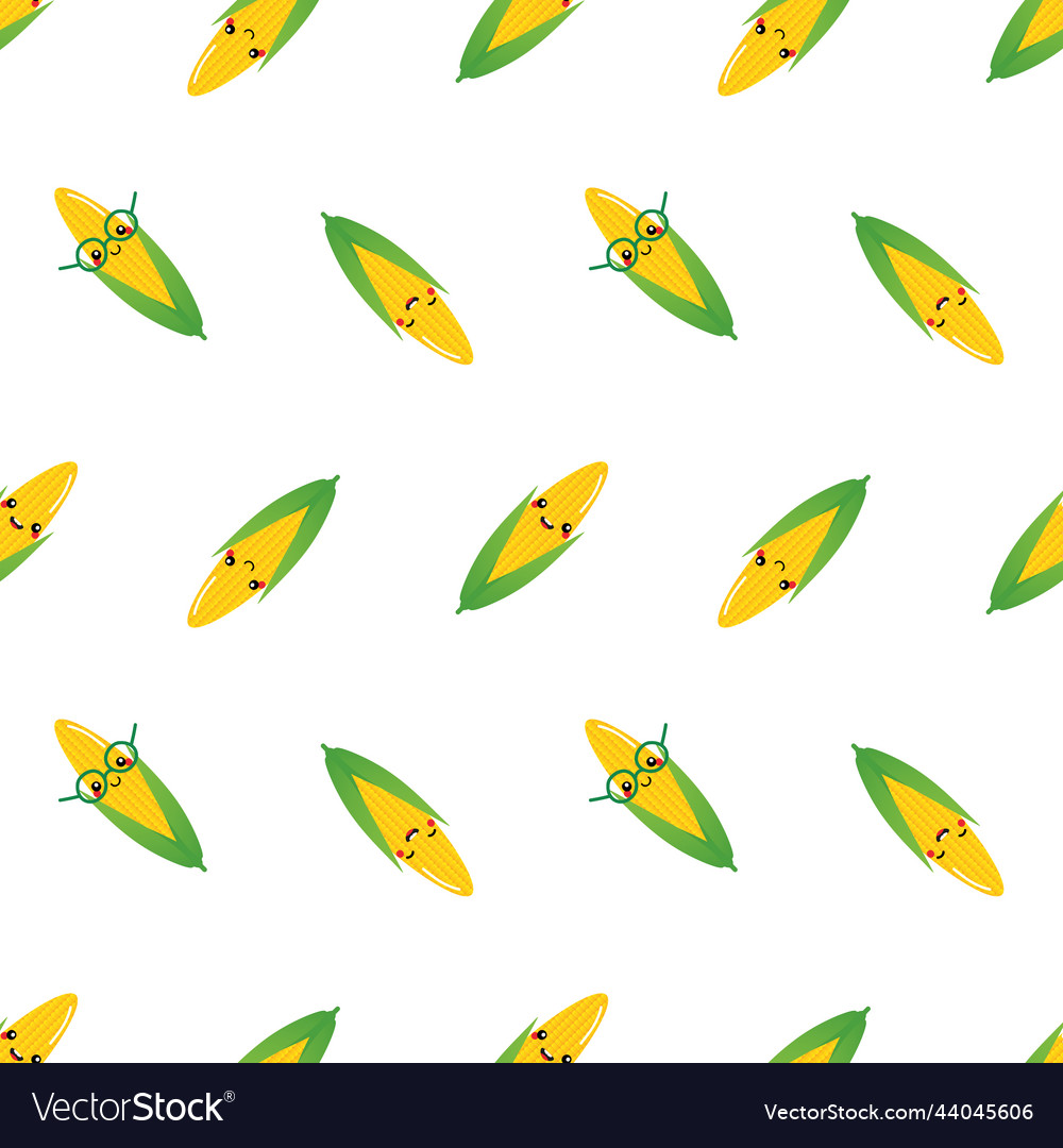 Cute corn characters seamless pattern background
