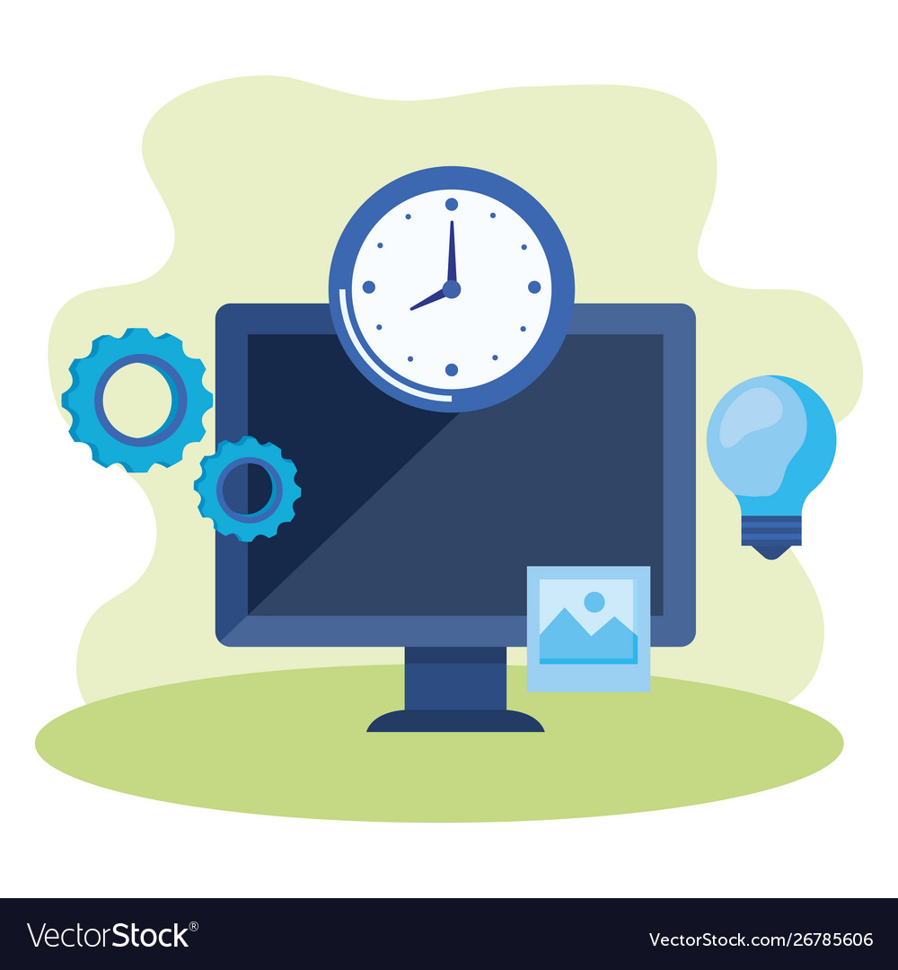 Desktop computer with time clock