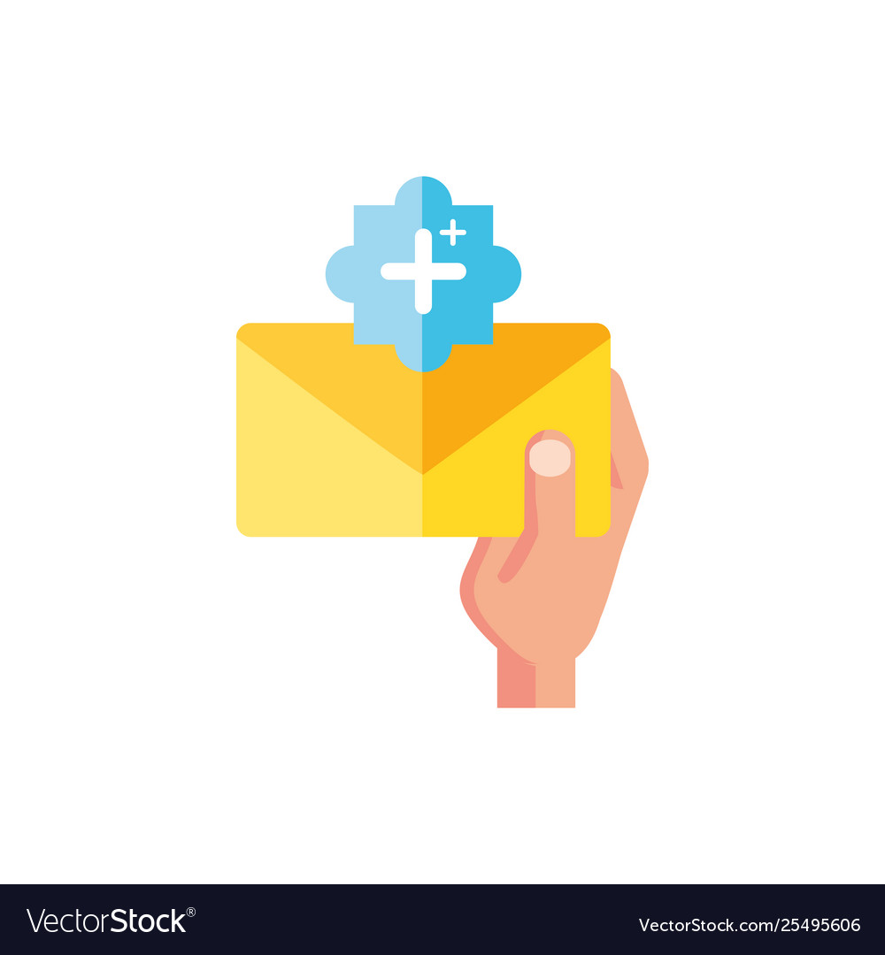 Envelope mail with hand user and pluss symbol