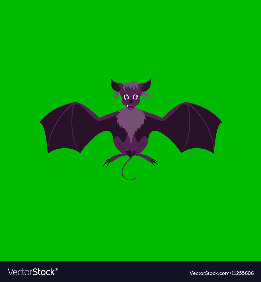 Flat on background of cute bat