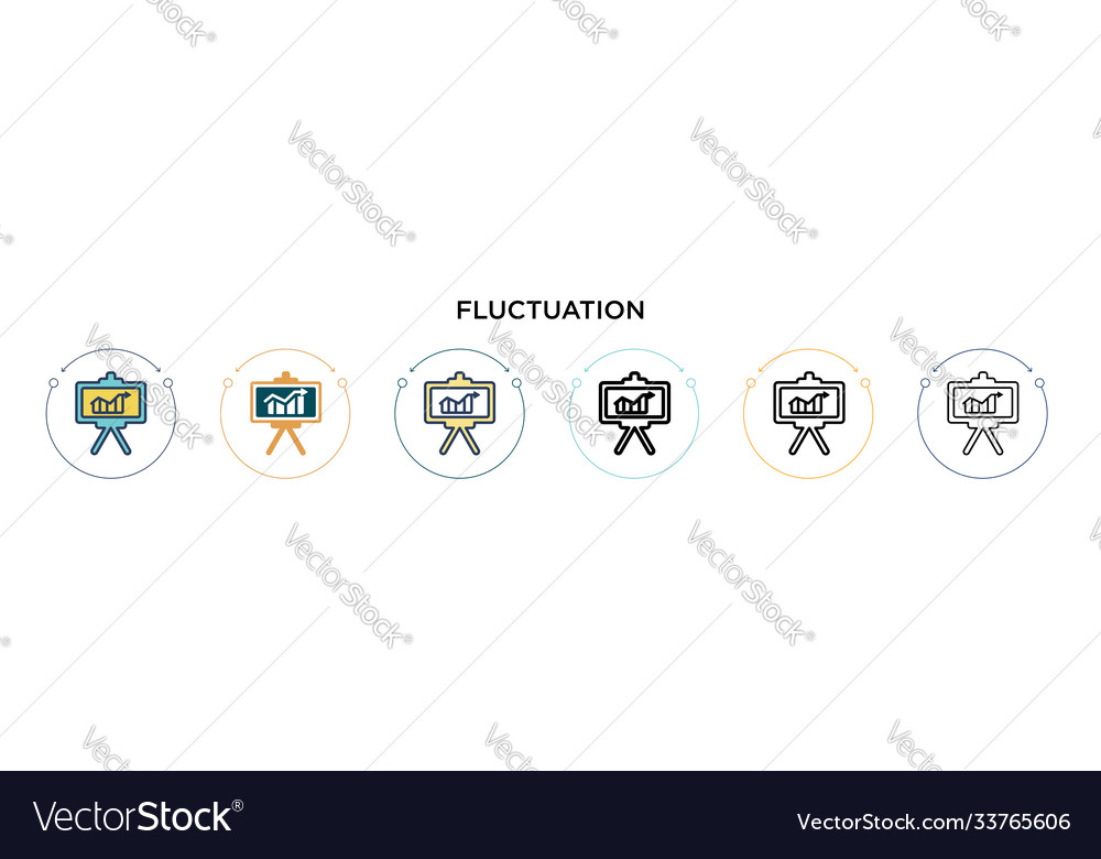 Fluctuation icon in filled thin line outline