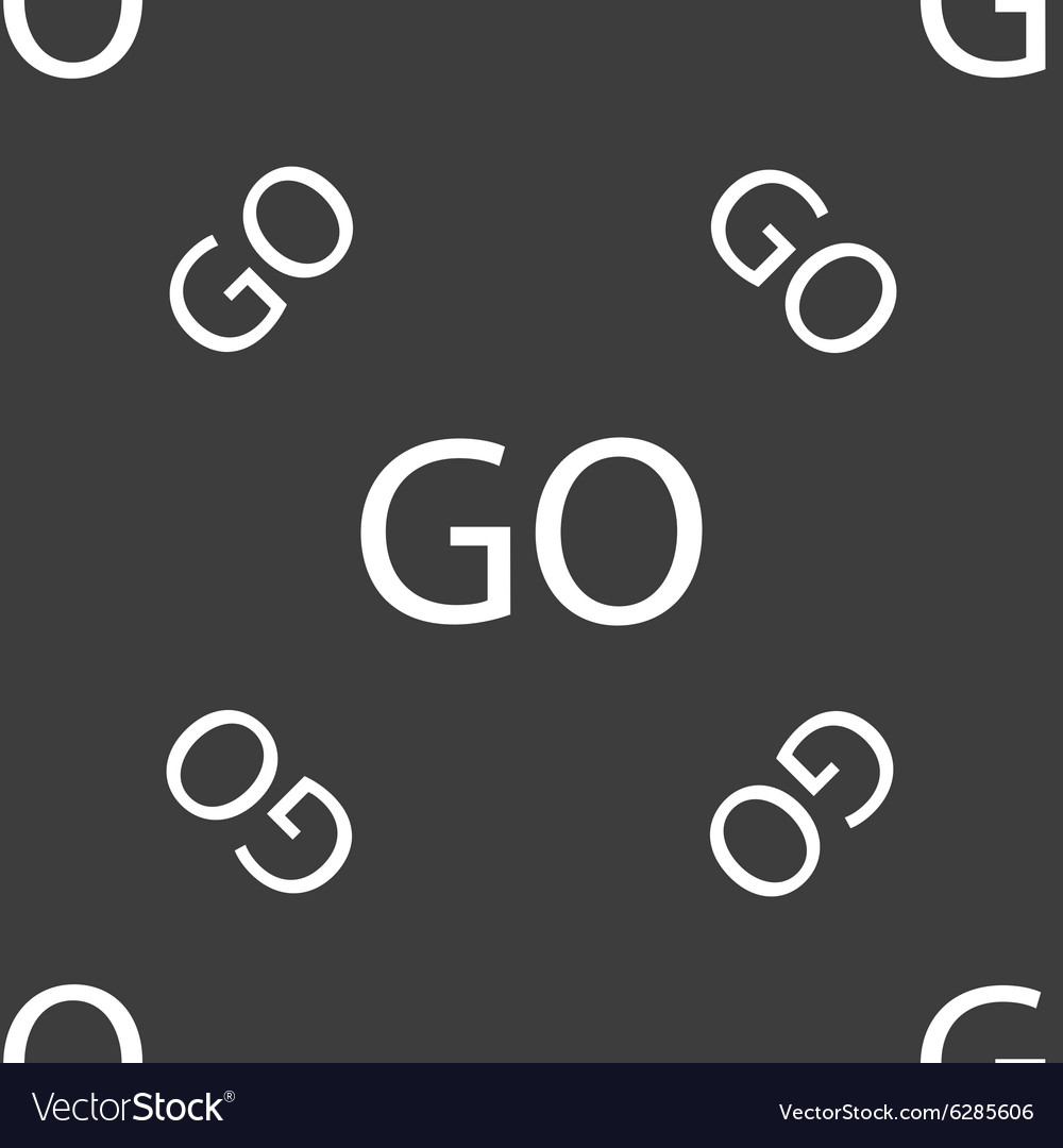 Gehen Sie Zeichen-Symbol nahtlose Muster auf einem grauen Hintergrund