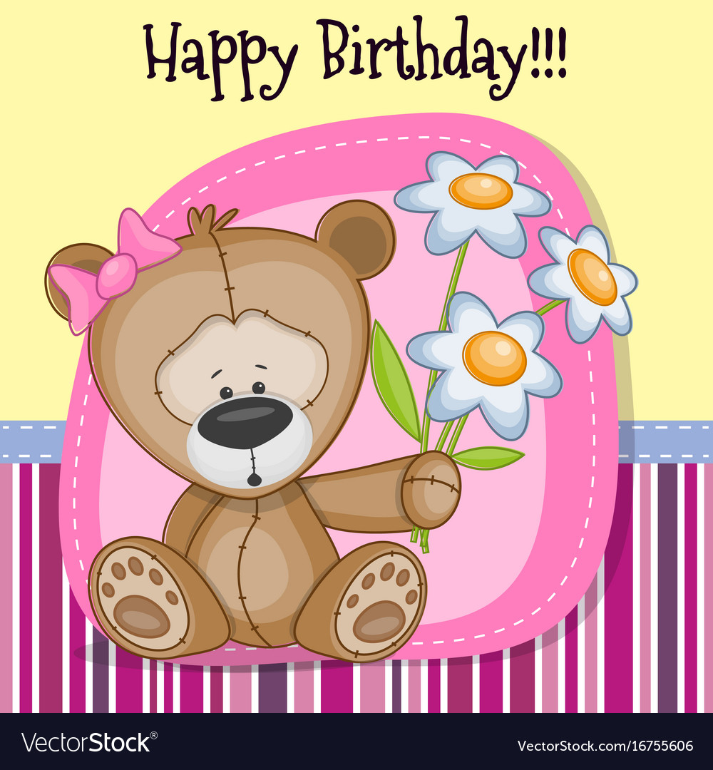 Greeting Card Cute Teddy Bear Royalty Free Vector Image 5273