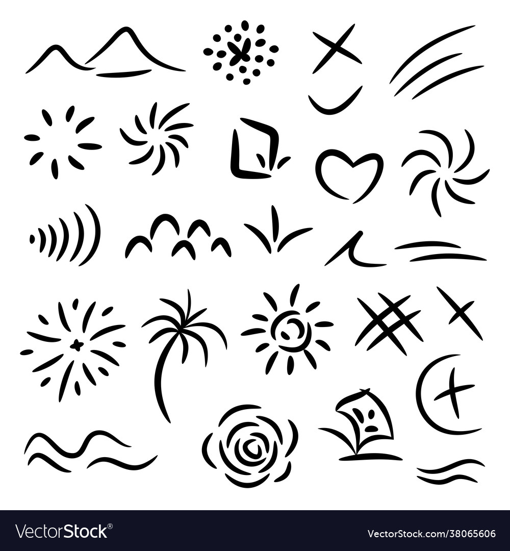 Hand drawn icons and elements pattern vector image Hand drawn icons and elements pattern