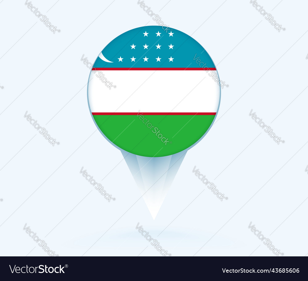 Map pointer with flag of uzbekistan