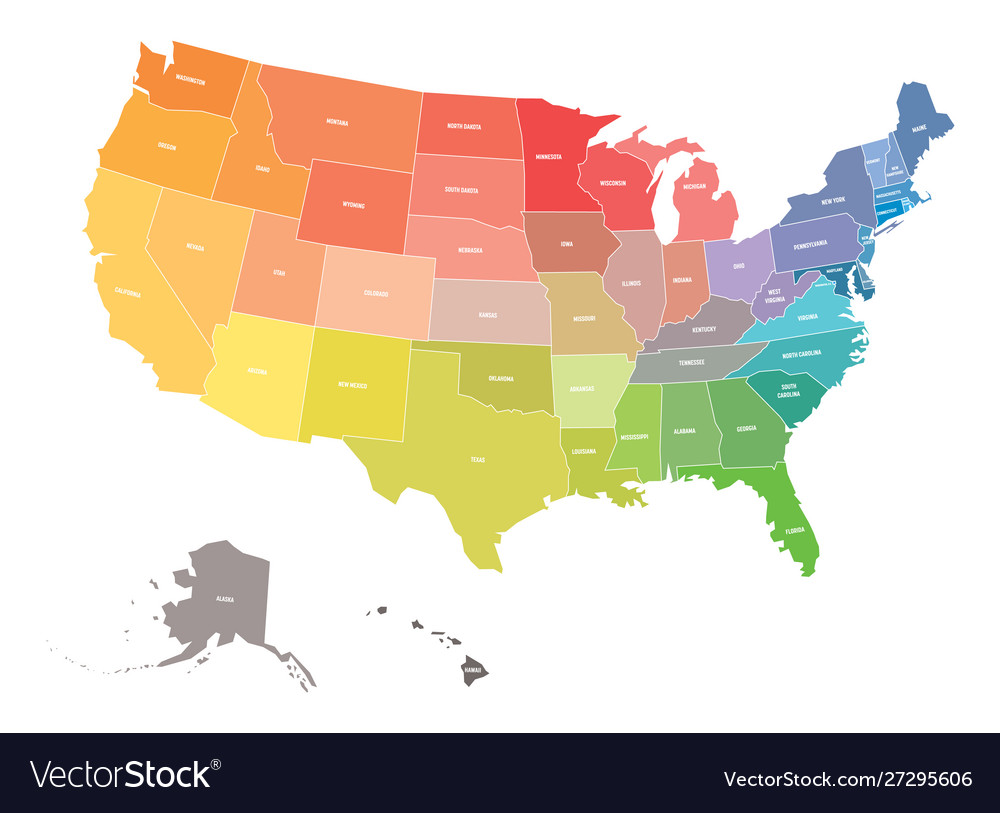 Map Usa United States America In Colors Of Vector Image