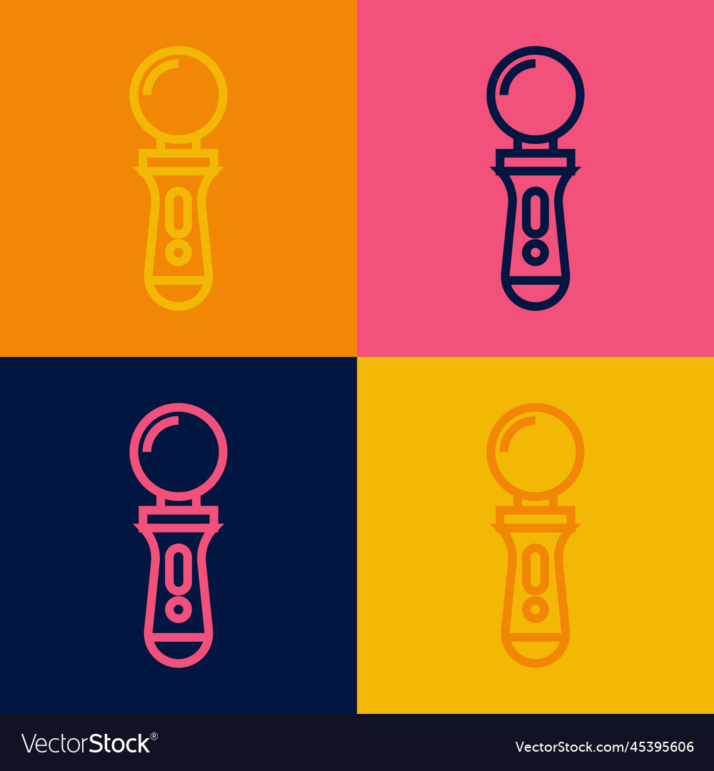 Pop art line vr controller game icon isolated
