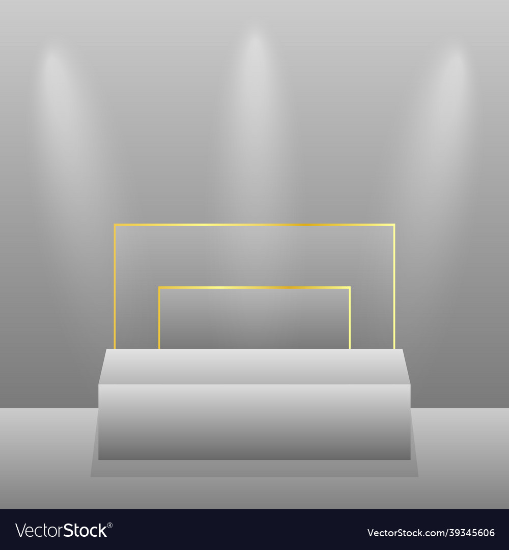 Realistic rectangular white podium in a light Vector Image