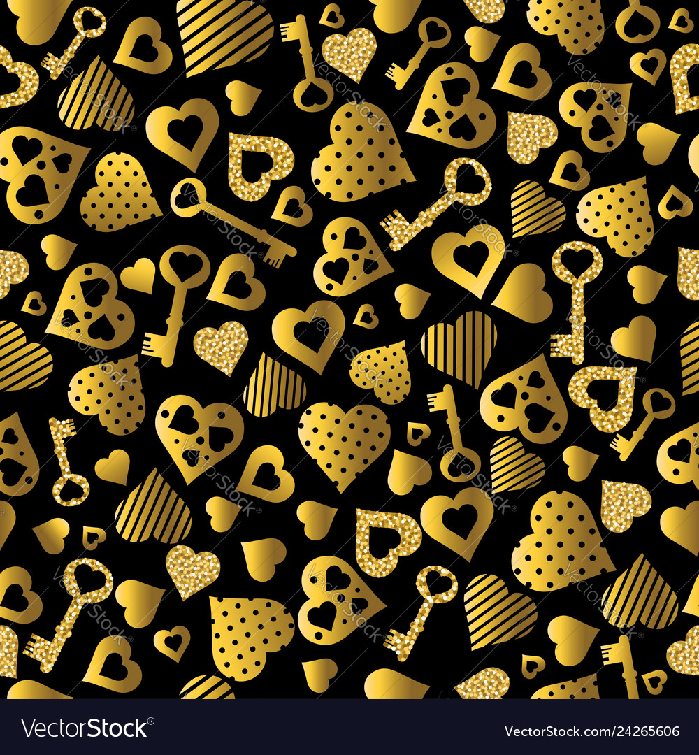 Seamless valentines pattern with golden