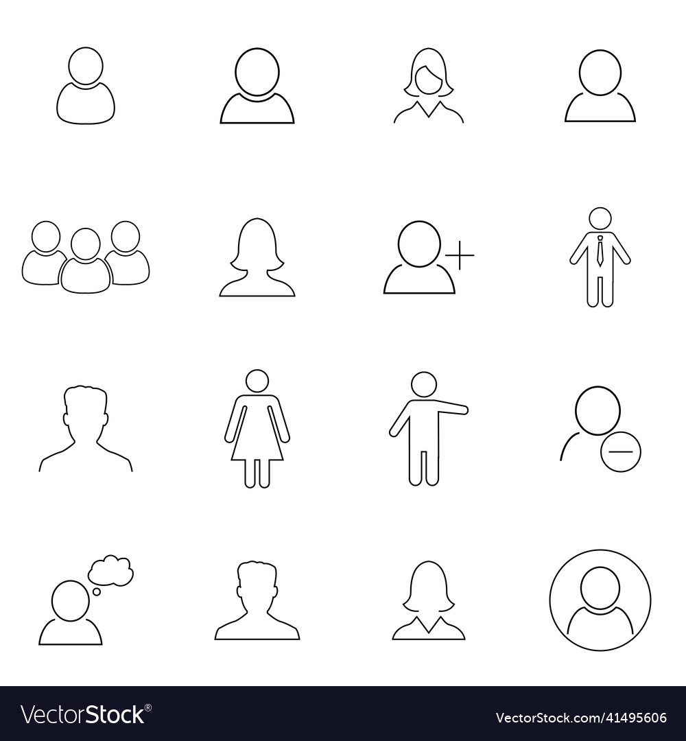 Simple set of user related outline icons elements Vector Image