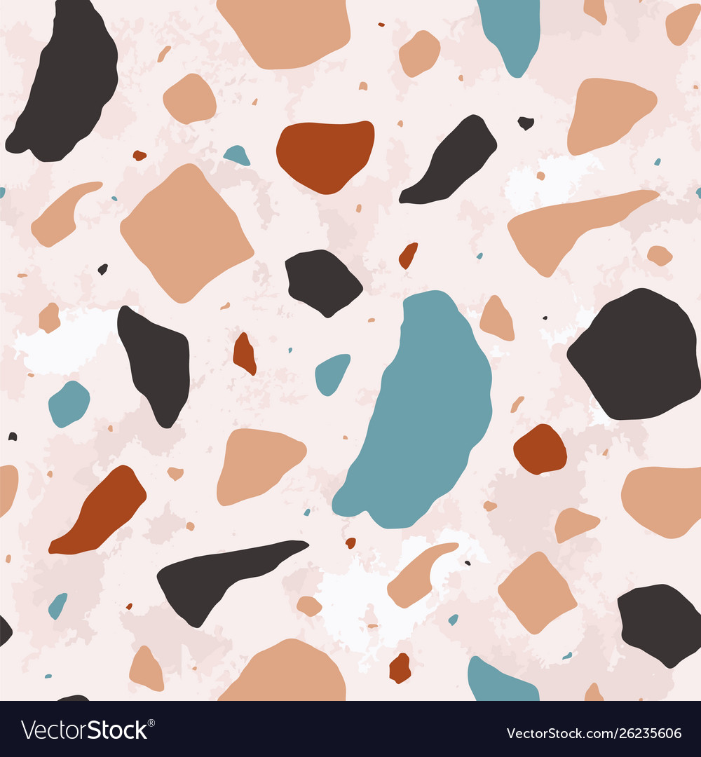 Terrazzo seamless pattern with motley stones