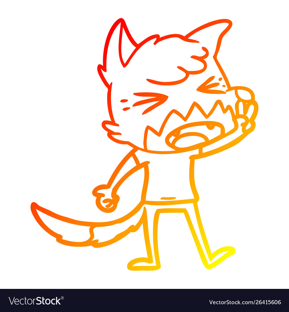 Warm gradient line drawing angry cartoon fox Vector Image