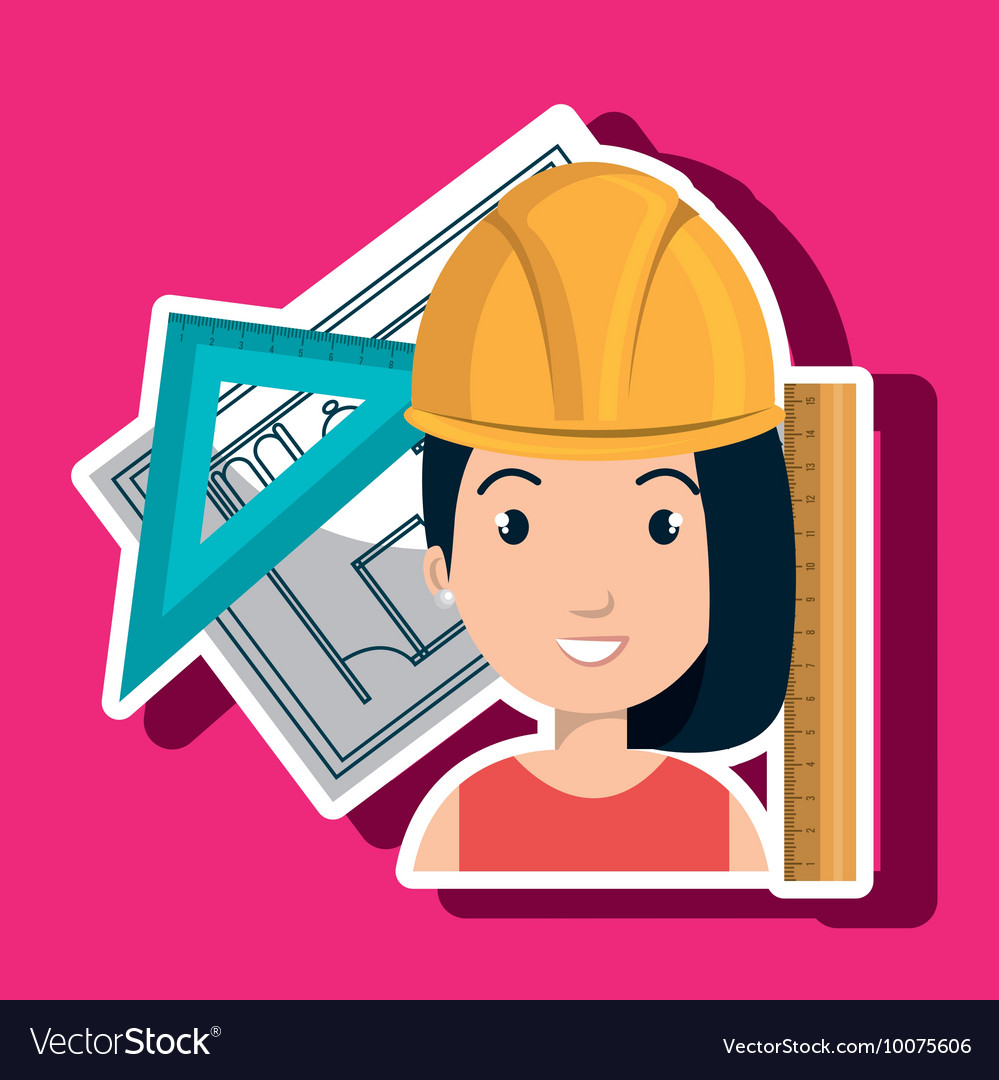 Woman architecture tools plans Royalty Free Vector Image