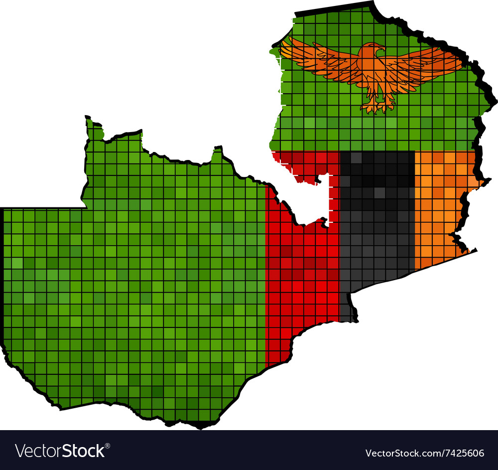 Zambia map with flag inside
