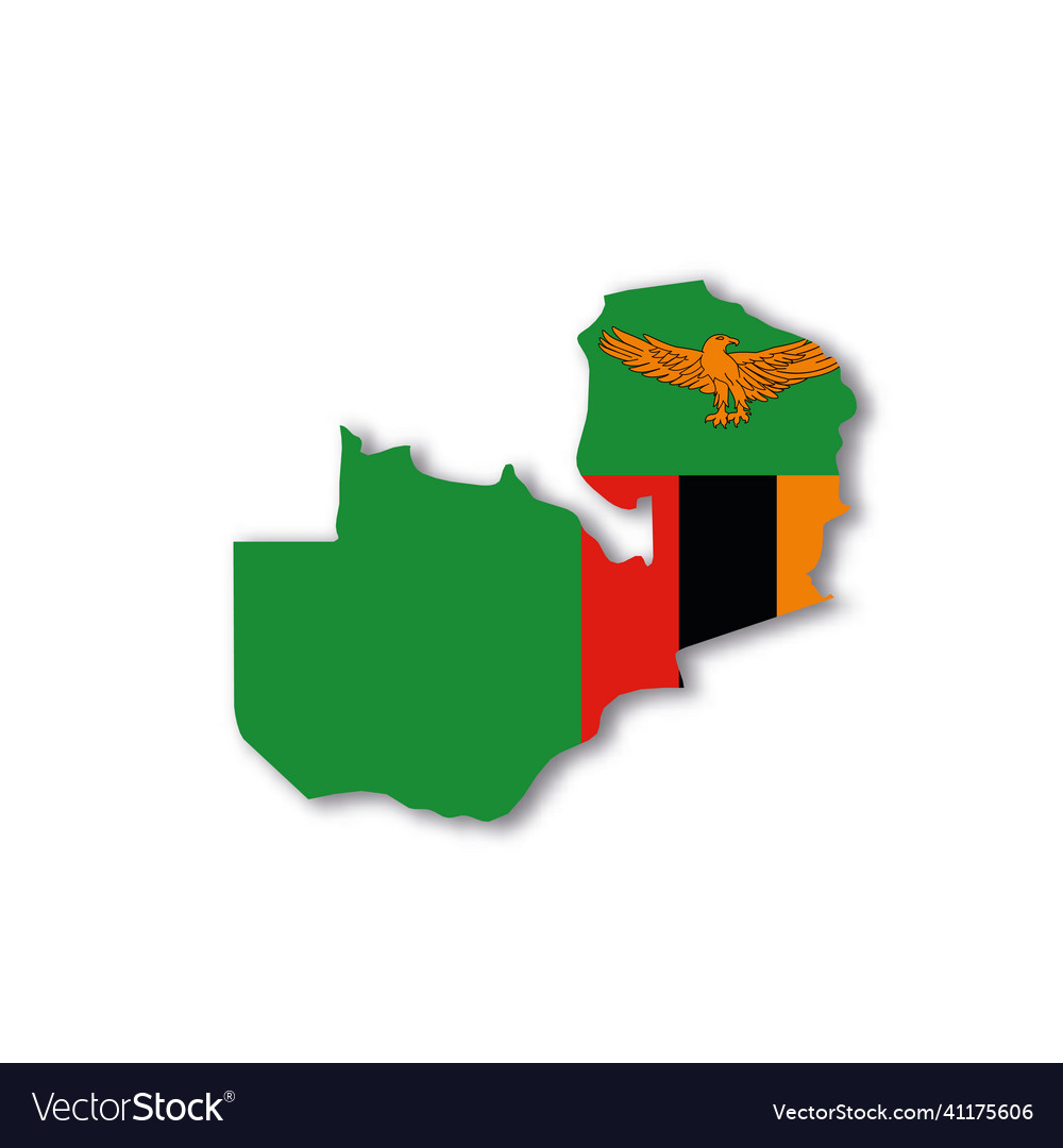 Zambia national flag in a shape of country map Vector Image