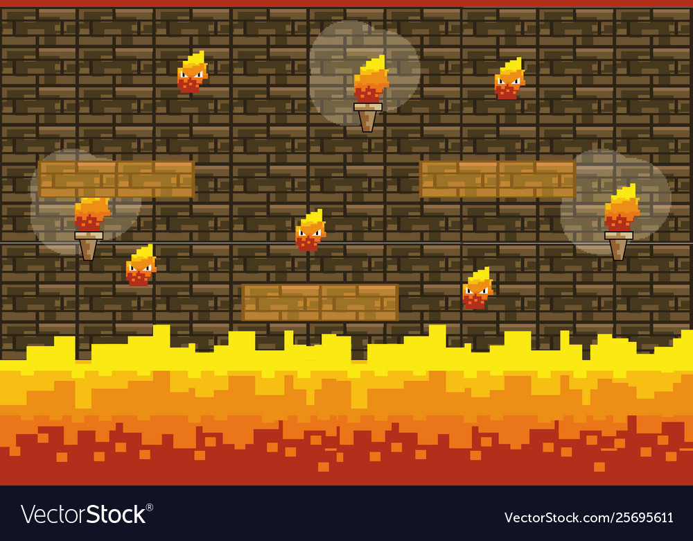 Arcade game world and pixel scene design