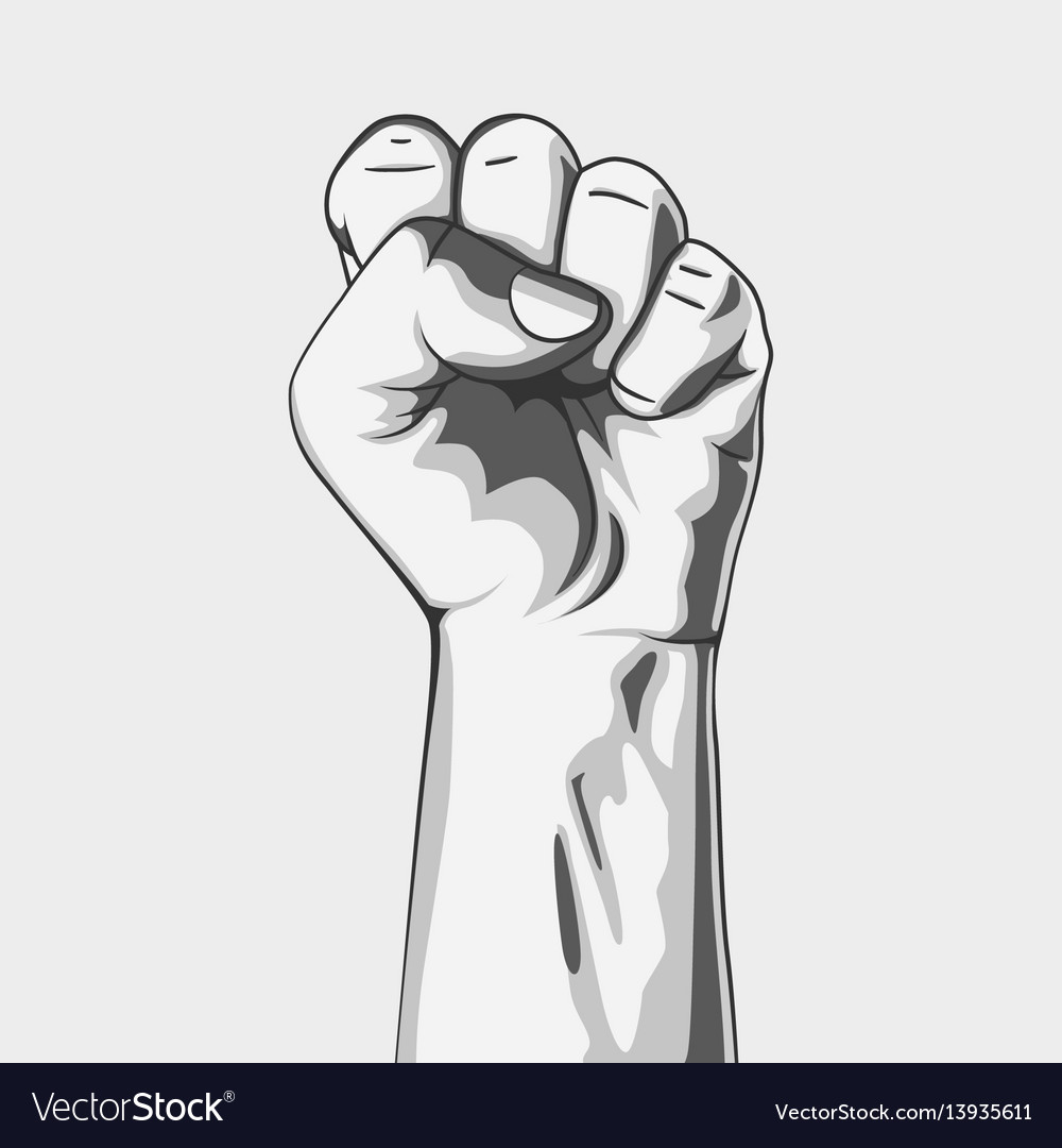 Clenched fist black and white Royalty Free Vector Image