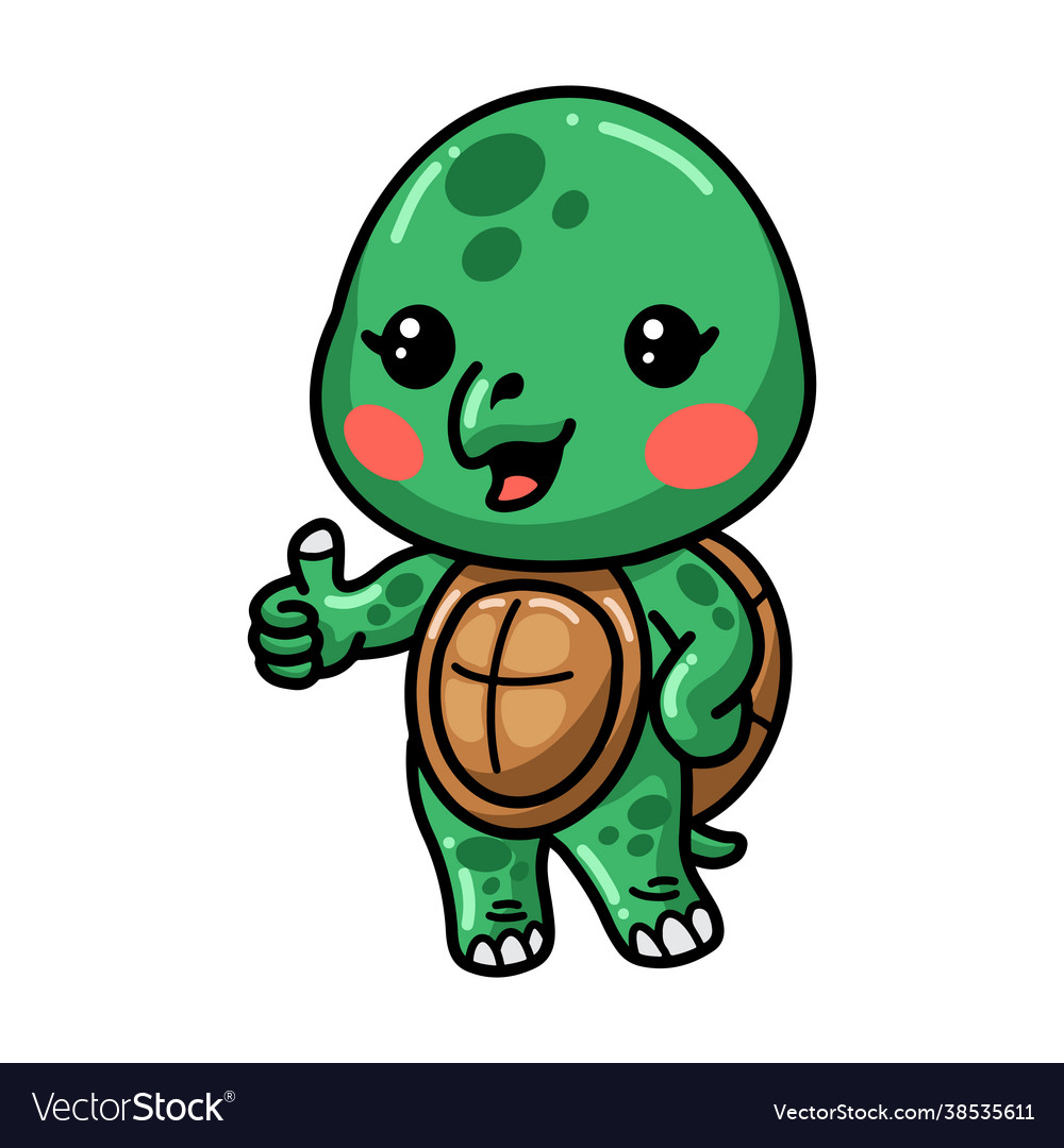 Cute baby turtle cartoon giving thumbs up