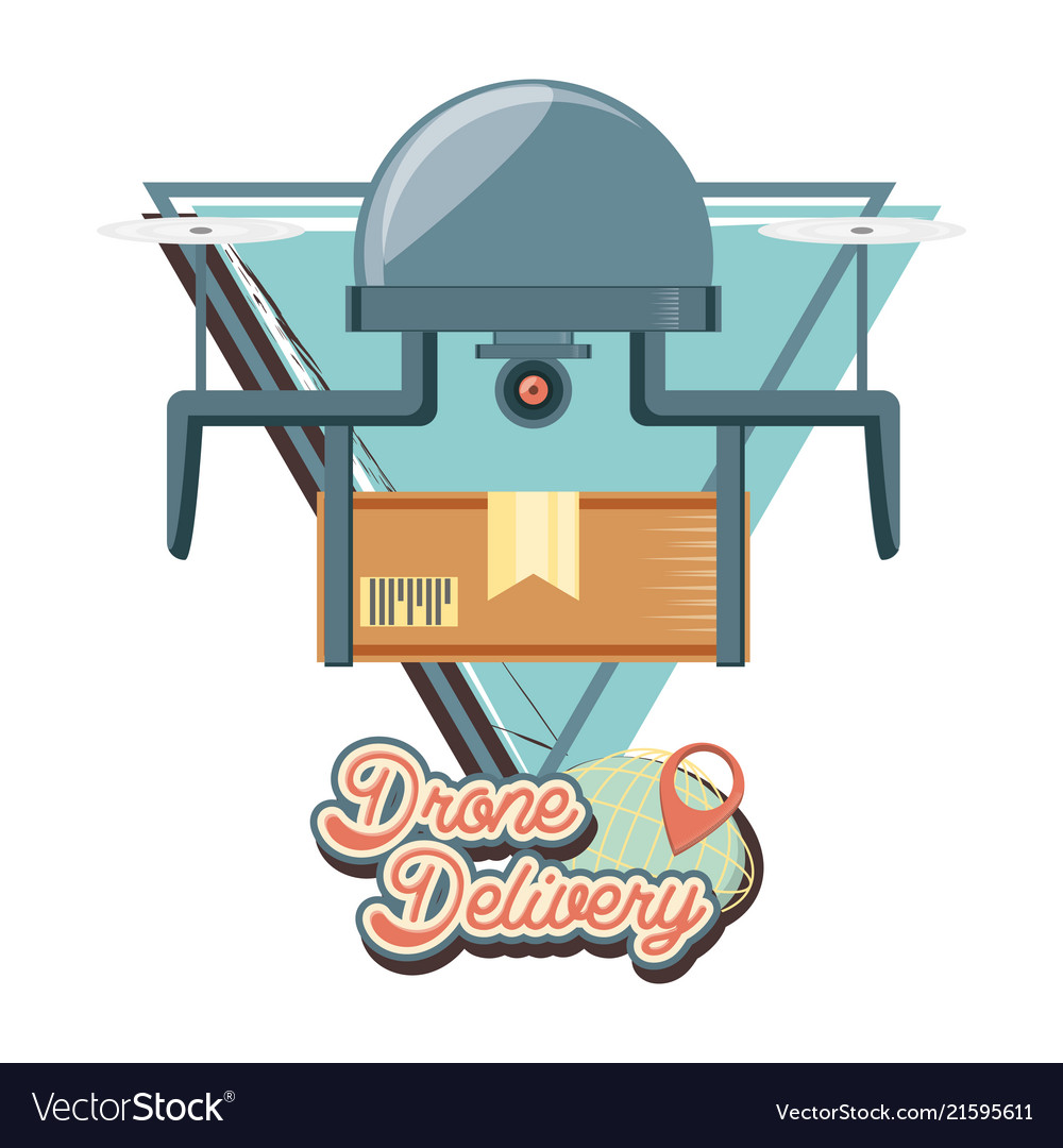 Drone delivery service with box icon