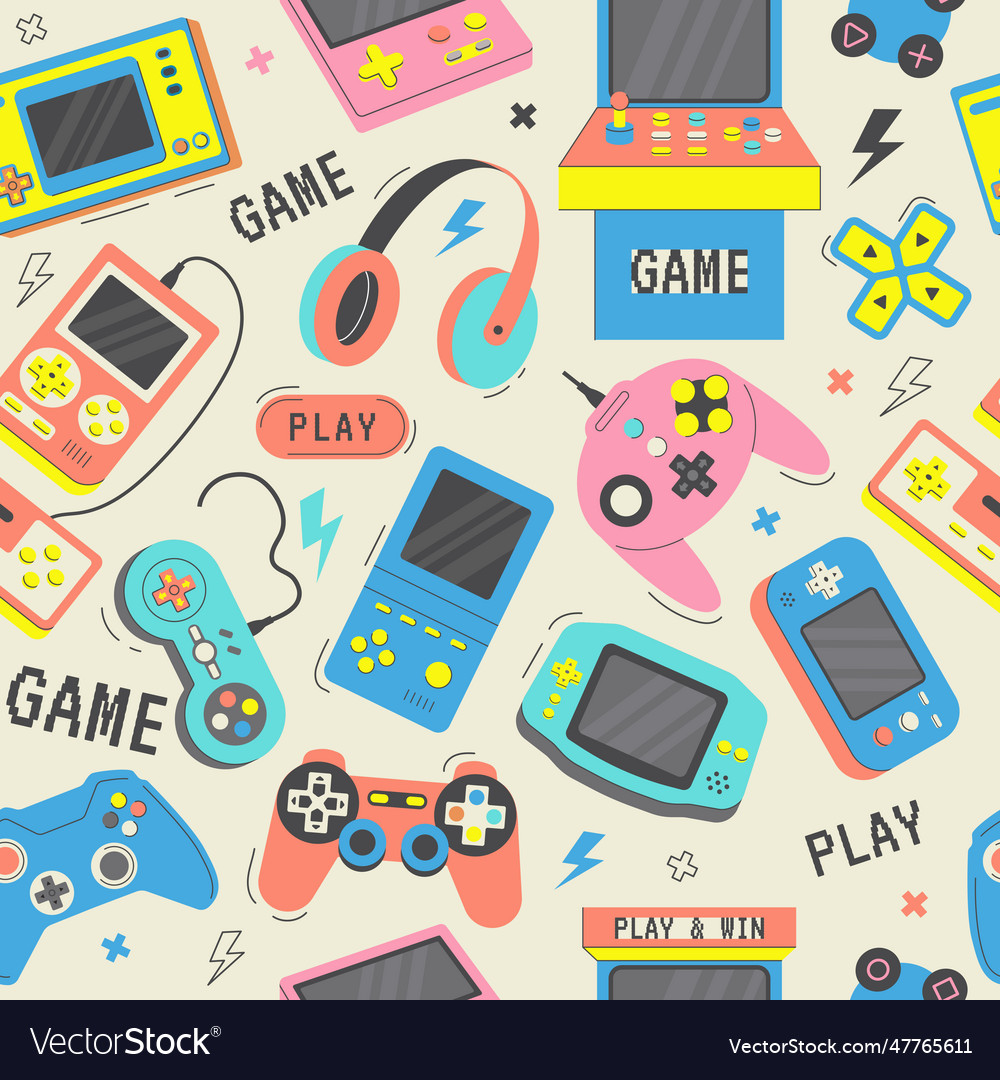 Game consoles pattern gadgets for playing video Vector Image