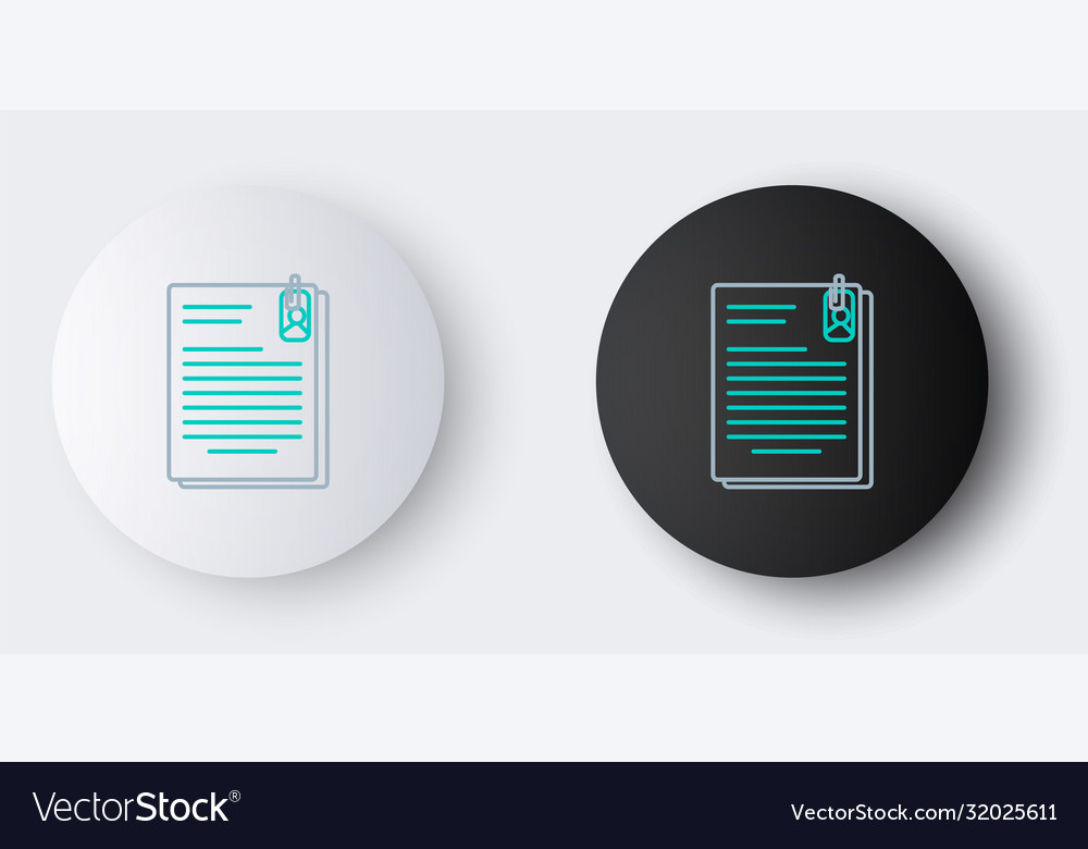 Line file document and paper clip icon isolated