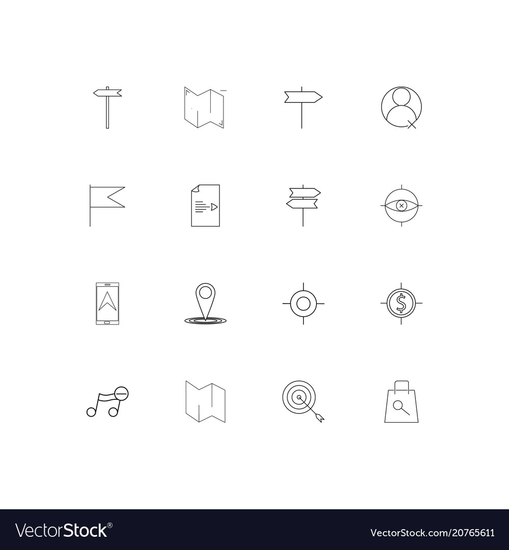 Maps and navigation linear thin icons set
