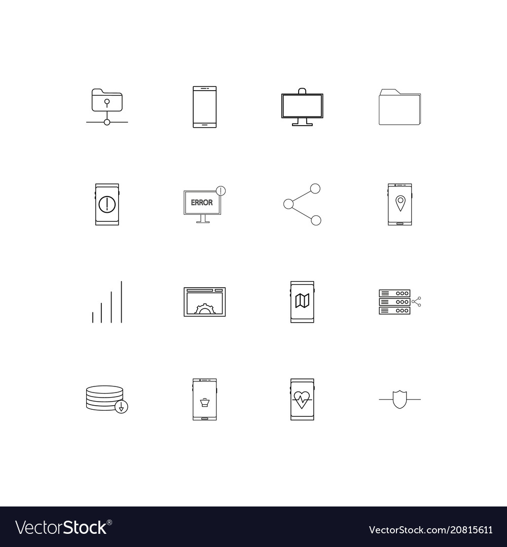 Network and database linear thin icons set