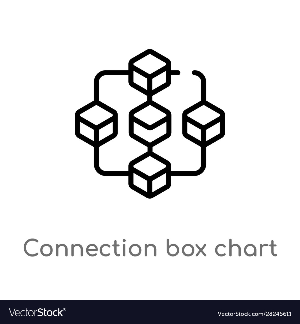 Outline connection box chart icon isolated black vector image Outline connection box chart icon isolated black
