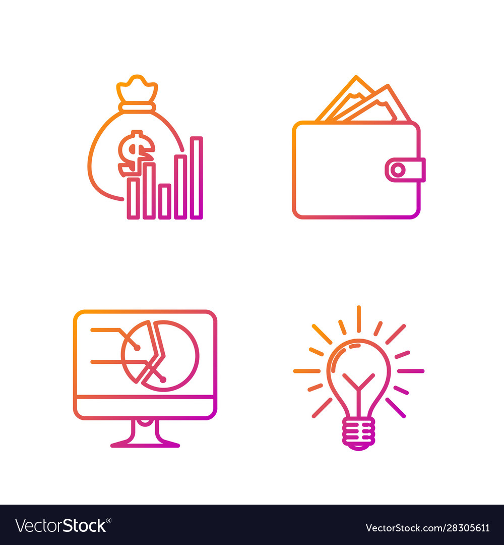 Set line light bulb with rays shine and concept vector image Set line light bulb with rays shine and concept