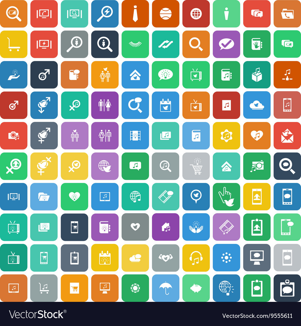 Set of 100 universal icons business internet Vector Image