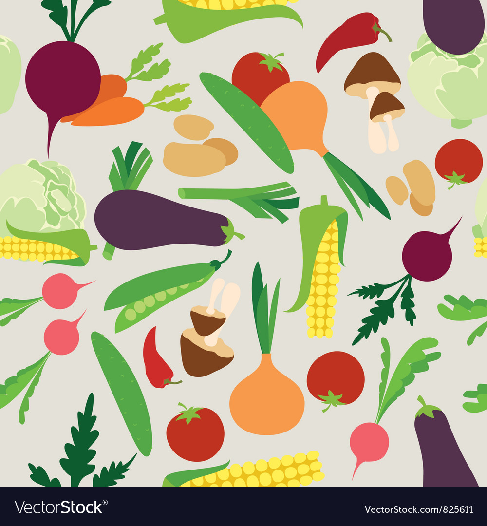 Vegetable seamless background Royalty Free Vector Image