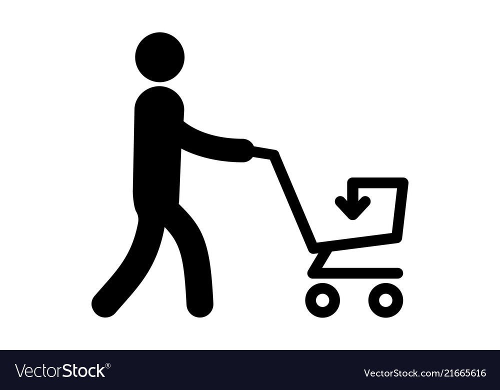 A simple icon of man with cart vector image A simple icon of man with cart